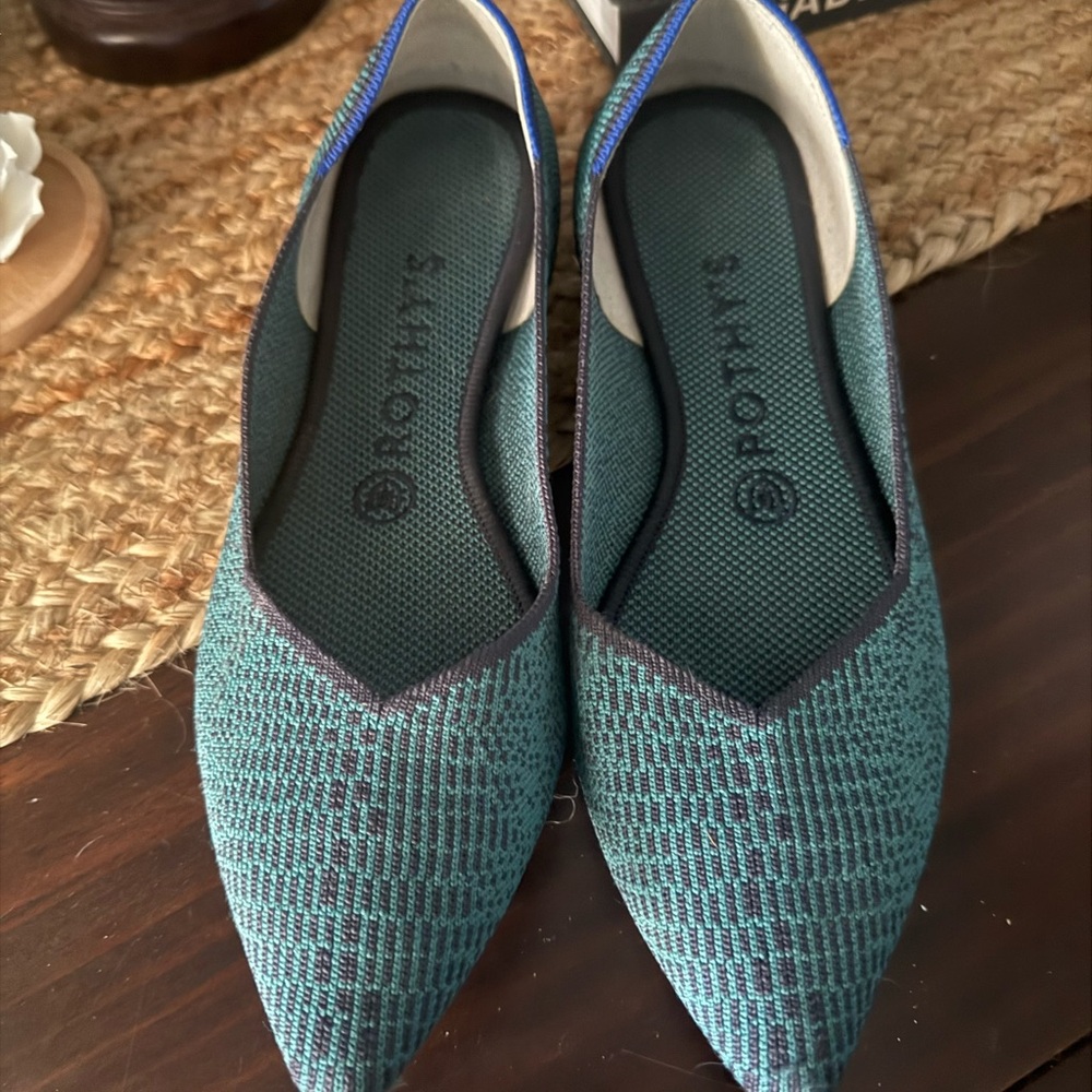 Rothy's Teal and Blue Pointed Flats